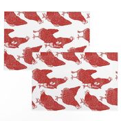 Red Hens Tea Towel