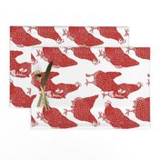 Red Hens Tea Towel