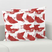 Red Hens Tea Towel