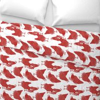 Red Hens Tea Towel