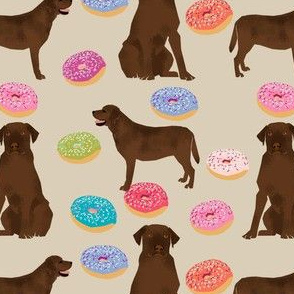 chocolate labrador fabric donuts and dogs design