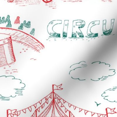 Toile de Jouy meets retro circus - in red and green