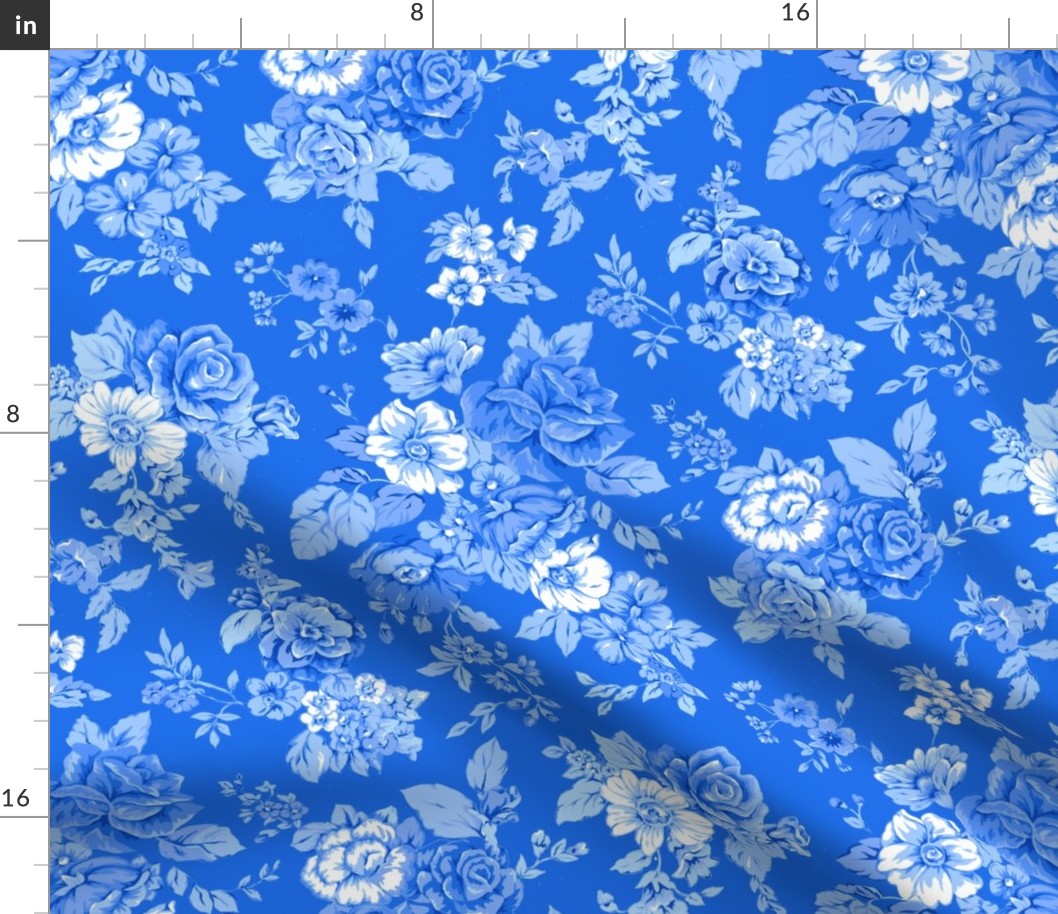 Large Blue Floral on Blue Ground