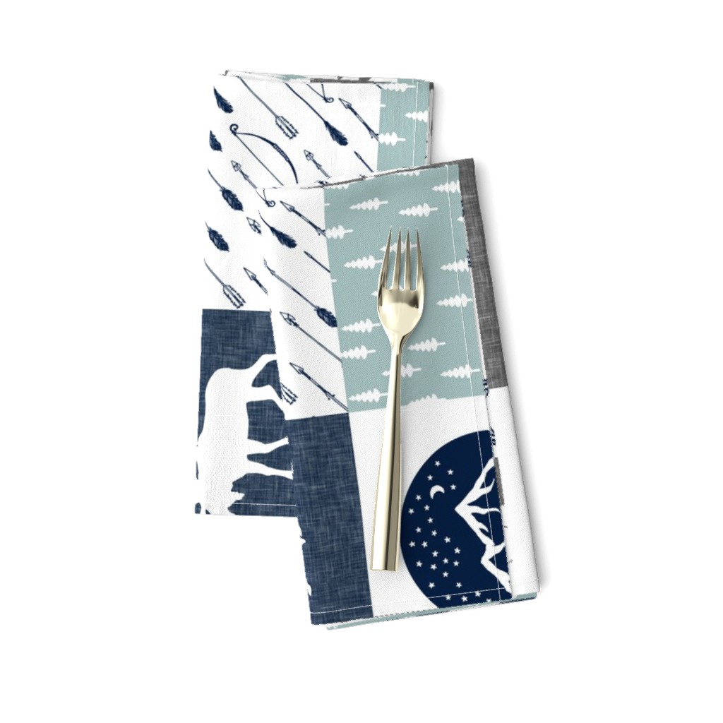 the happy camper wholecloth || navy and dusty blue (Little man) - 90