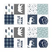 the happy camper wholecloth || navy and dusty blue (Little man) - 90