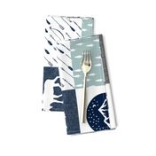 the happy camper wholecloth || navy and dusty blue (Little man) - 90