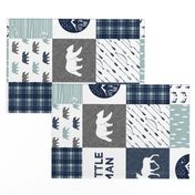 the happy camper wholecloth || navy and dusty blue (Little man) - 90