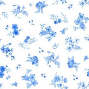 Small Blue Floral on White