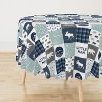 the happy camper wholecloth || navy and dusty blue (Little Man) 