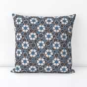 Geometric Star Flowers, Blue, Copper