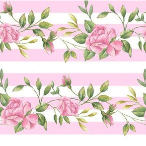 Rose Border on Stripe 