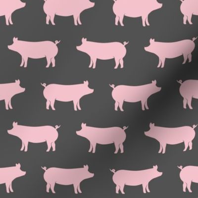 just pigs - pink on grey