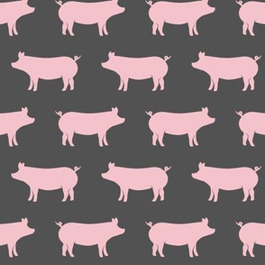 just pigs - pink on grey