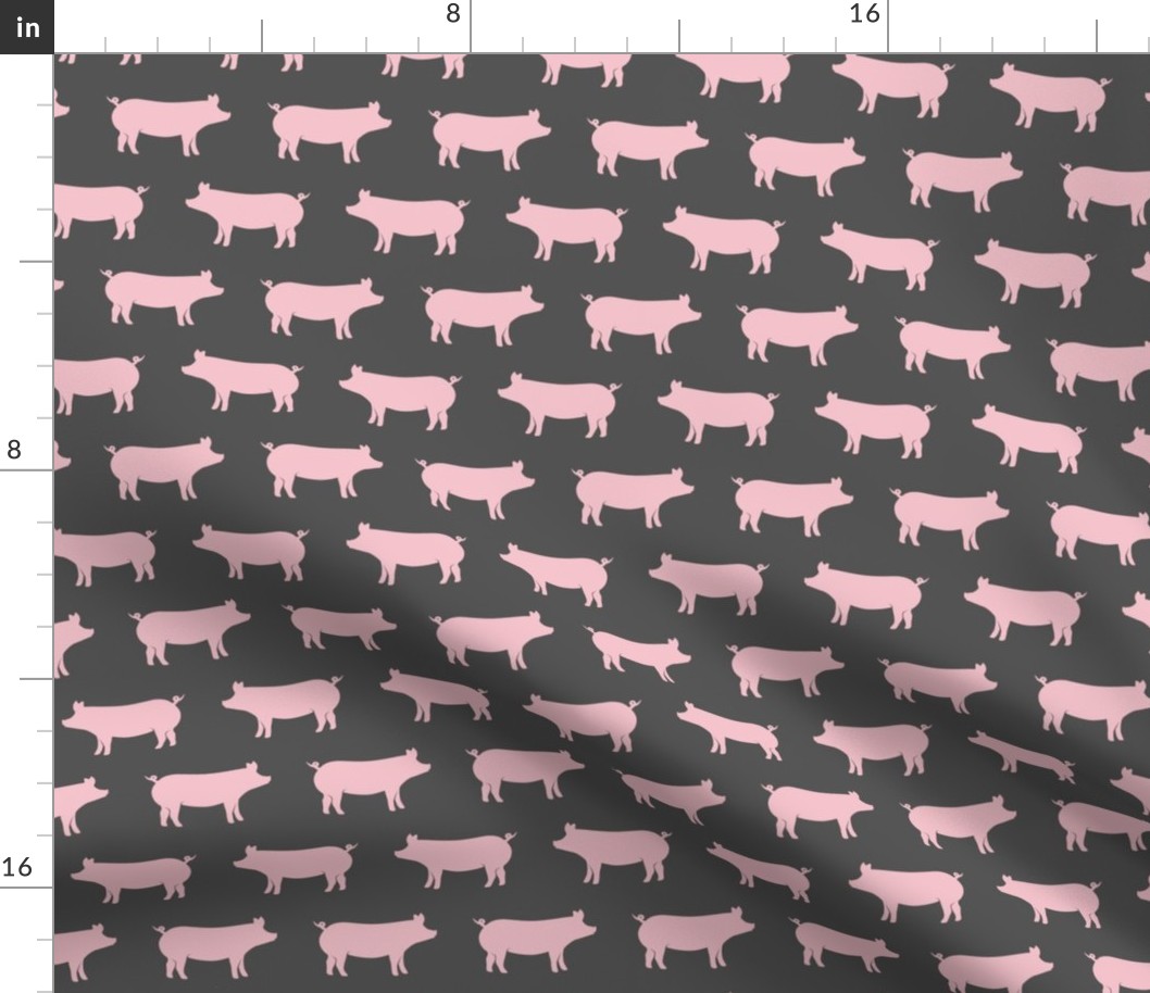 just pigs - pink on grey