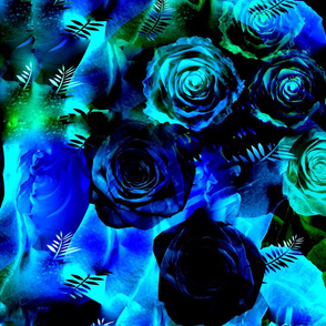 vibrant_blue_and_green_roses