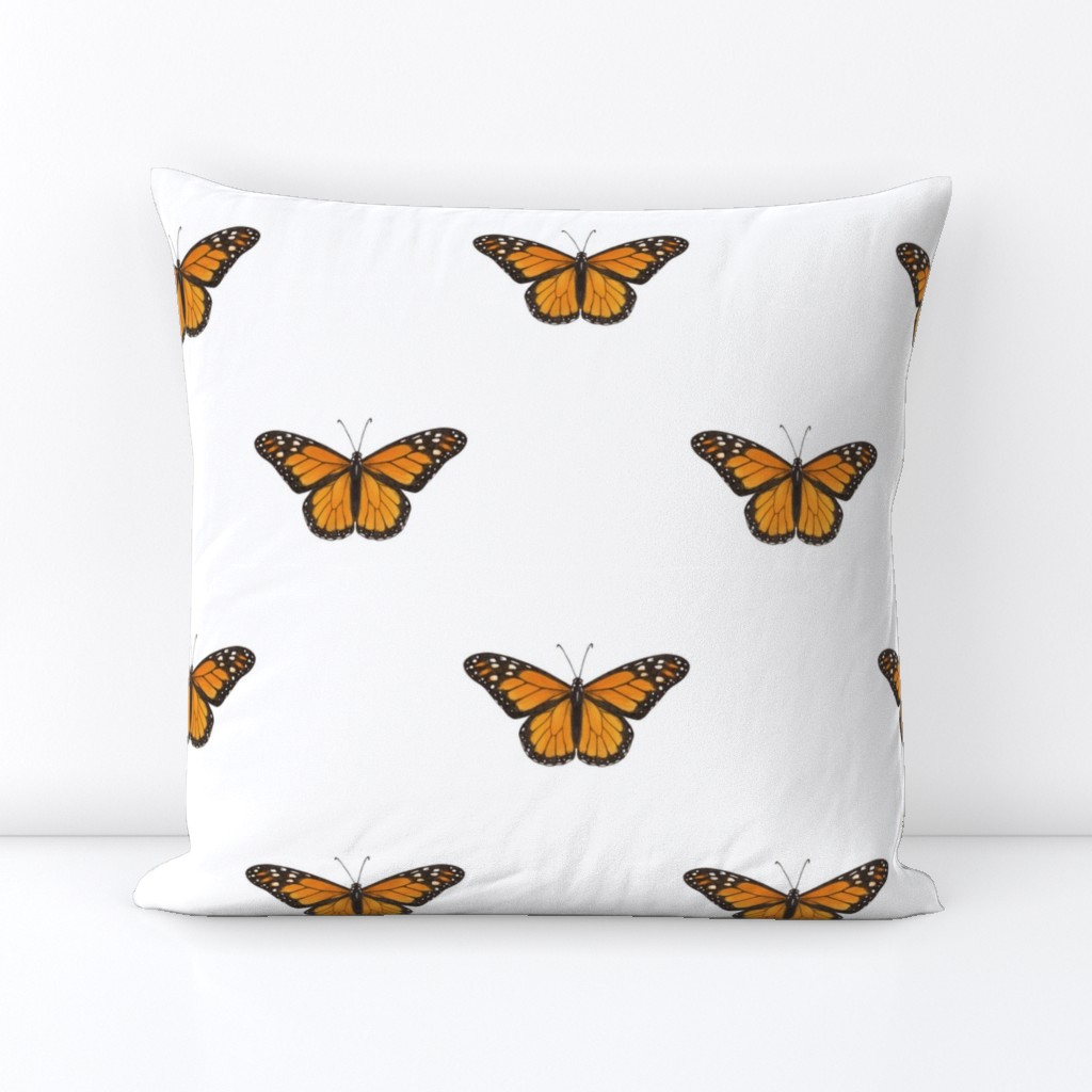 Monarch Butterfly simple repeat on white - large scale