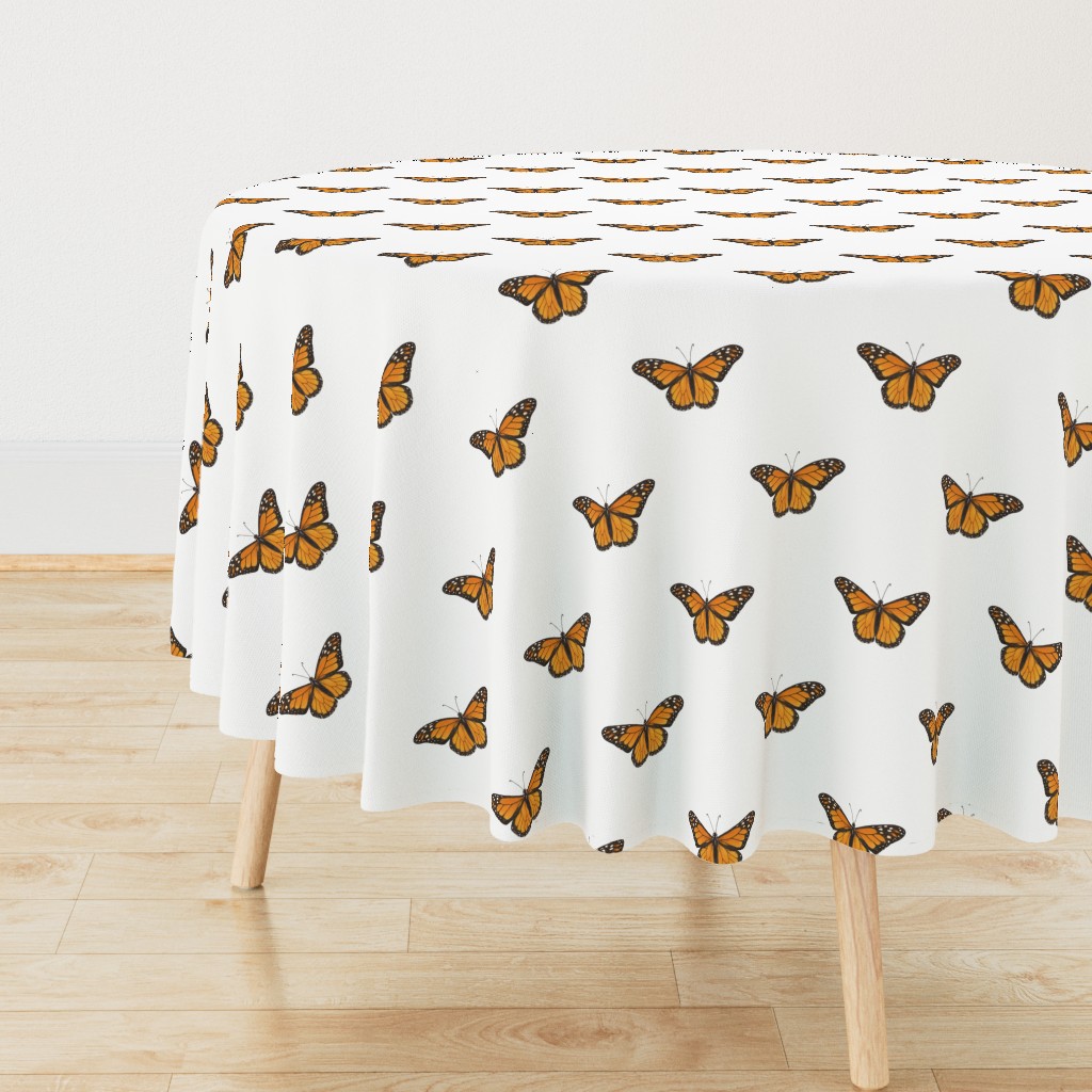 Monarch Butterfly simple repeat on white - large scale