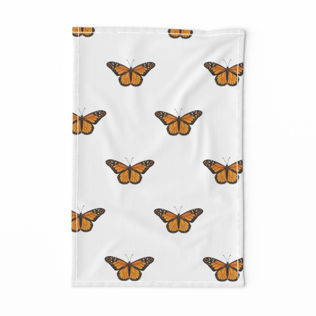 Monarch Butterfly simple repeat on white - large scale