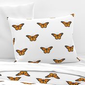 Monarch Butterfly simple repeat on white - large scale