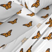 Monarch Butterfly simple repeat on white - large scale