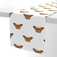 Monarch Butterfly simple repeat on white - large scale