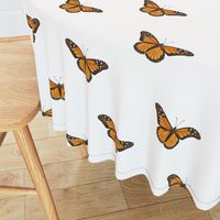 Monarch Butterfly simple repeat on white - large scale