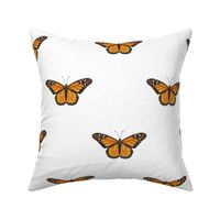 Monarch Butterfly simple repeat on white - large scale