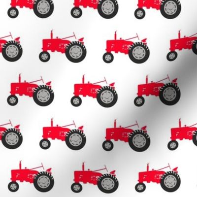 tractor - red on white