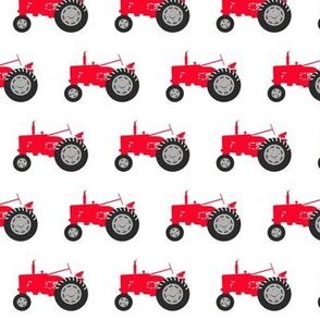 tractor - red on white