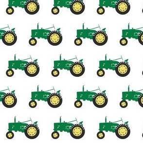tractor - green on white