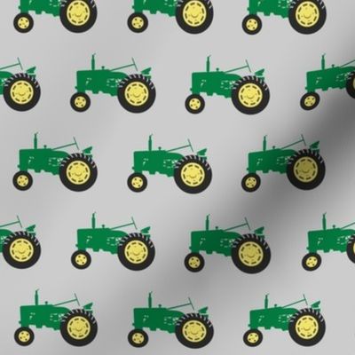 tractors - green on grey