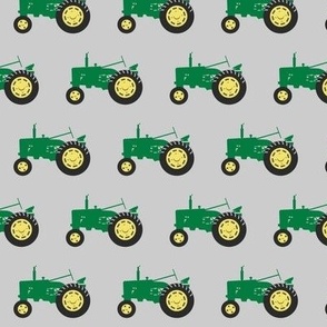 tractors - green on grey