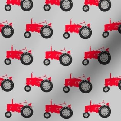 tractor - red on grey