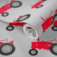 tractor - red on grey