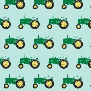 tractor - green on blue