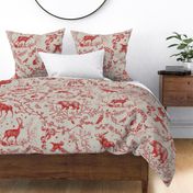  Winter Woodland Toile (cranberry/burlap) XXLRG