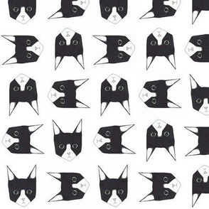 Black and White Cat Face Pattern multi-directional