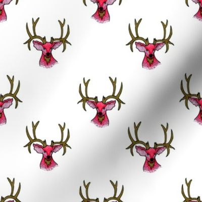 Bohemian Pink and Gold Stag Head