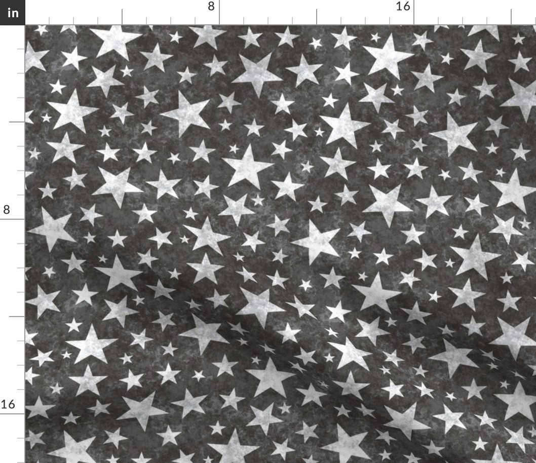 Grunge Distressed Stars White on Black