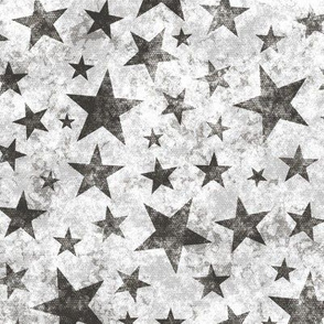 Grunge Distressed Stars Black on White