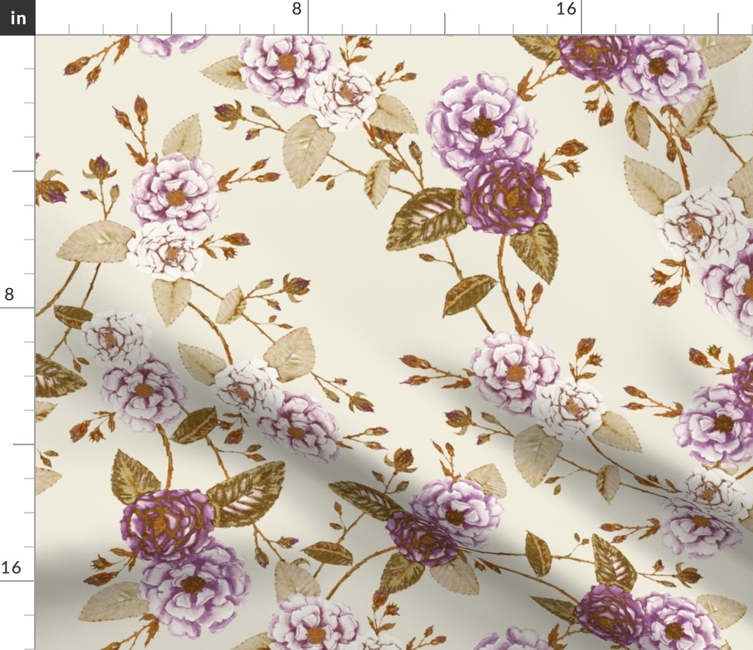 Briar Roses Vintage Boho Violet Cream // large