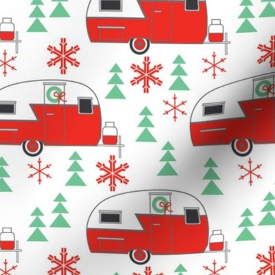 vintage christmas trailers on white