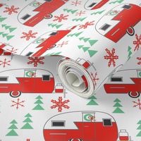 vintage christmas trailers on white