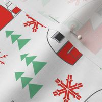 vintage christmas trailers on white