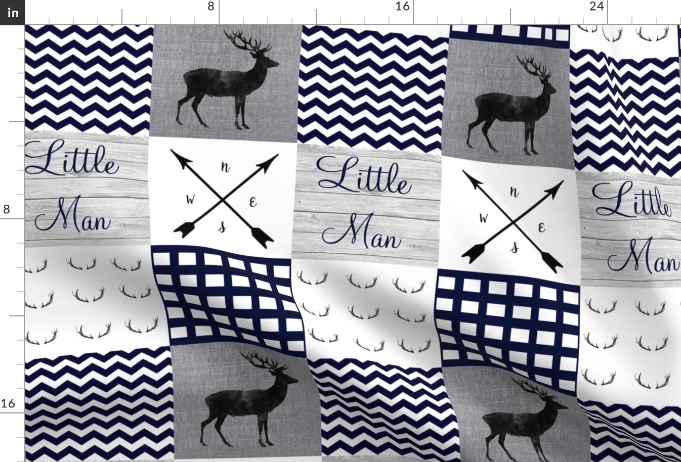 Little man navy and gray wholecloth