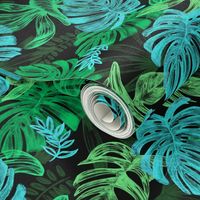 tropical leaves - green - large