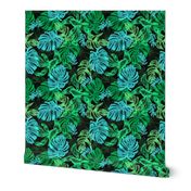 tropical leaves - green - large