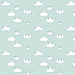 clouds mini teal/pale grey blue