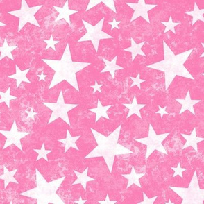Grunge Distressed Stars White on Pink