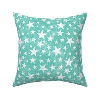 Grunge Distressed Stars White on Mint green